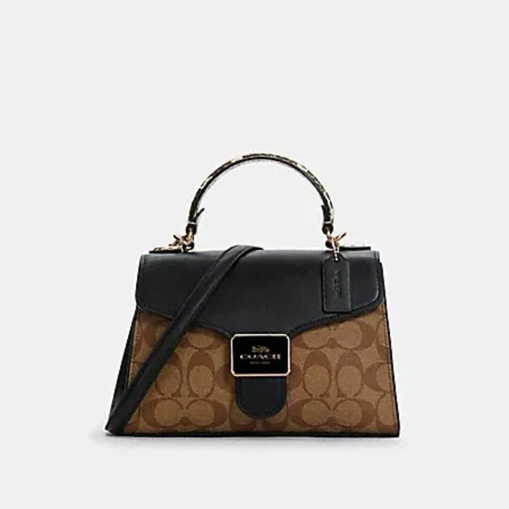 Coach Pepper Satchel in Signature Canvas (Black/Brown) No. C1325 - Picture 15 of 16